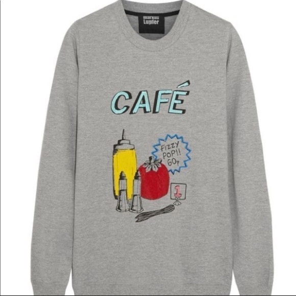 Markus Lupfer Tops - Markus Lupfer British Cafe Sequined Cotton Terry Sweatshirt Small